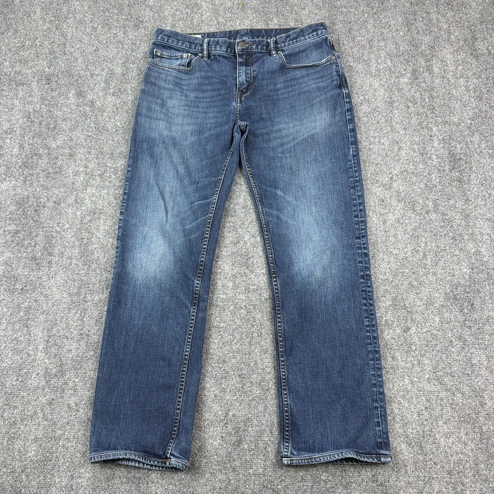 Banana Republic Straight Jeans Mens 33x32 Medium Wash Stretch Denim Blue Classic